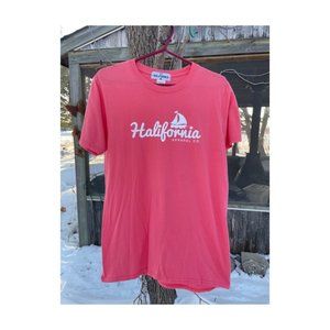 Halifornia Crew T-Shirt Tee Shirt Coral Pink 100% Cotton Sz M